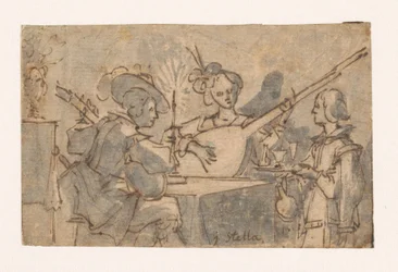 Musizierende Gesellschaft bei Kerzenlicht