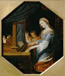 Heilige Cäcilia spielt die Orgel