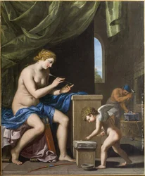 Vulkan schmiedet die Pfeile für Amor, um 1645