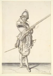 Soldat bereitet sich vor, eine Kaliver zu feuern