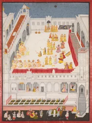 Maharana Jagat Singh bei der Raslila, 1736