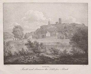 Bayern, Markt und Ruinen des Schlosses Abach