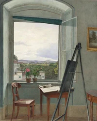 Blick aus dem Atelier des Künstlers in Alservorstadt Richtung Dornbach, 1836