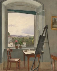 Blick aus dem Atelier des Künstlers in Alservorstadt Richtung Dornbach, 1836