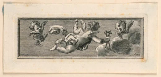 Vignette mit Engeln und Leidenswerkzeugen