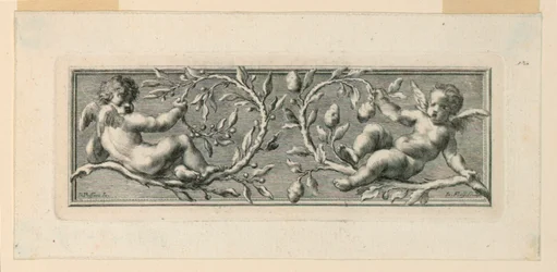 Vignette mit Engeln und Leidenswerkzeugen