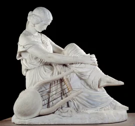 Sappho (oder Sappho, 7. Jahrhundert v. Chr.), griechische Dichterin der Antike. Marmorskulptur von James Pradier (1790-1852)