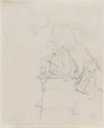 Ein Mann, der am Rand einer Mauer sitzt, 1858
