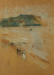 Figuren an einem Strand in der Nähe von Klippen, ca. 1870-74