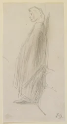 Profilschskizze einer alten Frau im Stehen, 1858