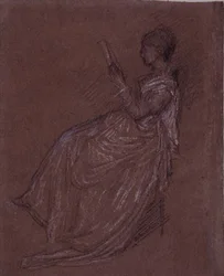 Sitzende Dame beim Lesen, Studie für Mrs. Layland (Pastellkreide auf Papier)