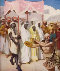 Eine Hochzeitsprozession in einer Stadt