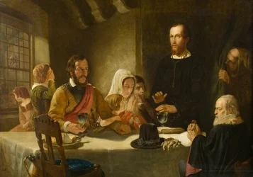 George Wishart auf dem Weg zur Hinrichtung, das Sakrament zum ersten Mal in Schottland nach der protestantischen Reform verabreichend