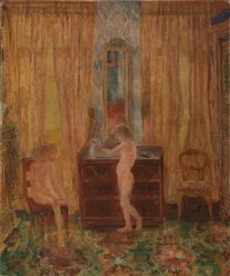 Kinder bei ihrer Morgentoilette (Kinder beim Anziehen) 1886