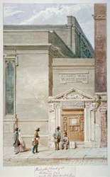 Teilansicht von St. Katherine Cree und dem Wachhaus von Aldgate, City of London