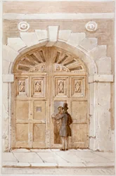 Ansicht der Holztore datiert 1631, bei Nr. 46 Lime Street, 1855