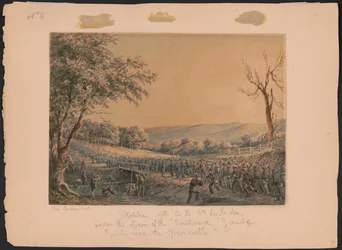 Skizzen mit Co. B, 8. Reg. Pa. Ma. unter den Offizieren der alten Southwark Garde auf dem Weg nach Greencastle