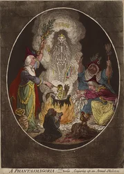 Eine Phantasmagorie; - Szene - Heraufbeschwörung eines bewaffneten Skeletts, 5. Januar 1803