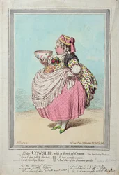 Enter Cowslip, mit einer Schüssel Sahne, veröffentlicht von Hannah Humphrey 1795