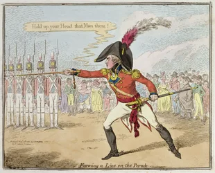 Eine Linie auf der Parade bilden, veröffentlicht von Hannah Humphrey im Jahr 1801