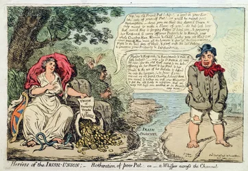 Schrecken der irischen Union: Ärgernis des armen Pat, oder Ein Flüstern über den Kanal, veröffentlicht von Hannah Humphrey, 1798