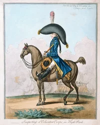 Inspektion eines Freiwilligenkorps im Hyde Park, veröffentlicht von Hannah Humphrey, 1803