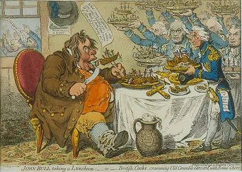 John Bull beim Mittagessen, 1798 (farbige Radierung)