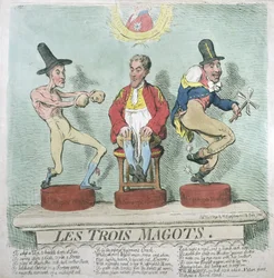 Les Trois Magots, veröffentlicht von Hannah Humphrey im Jahr 1791