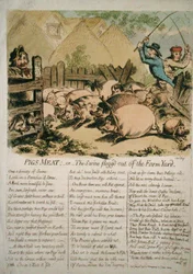 Schweinefleisch, oder Die Schweine aus dem Hof geprügelt, veröffentlicht von Hannah Humphrey im Jahr 1798