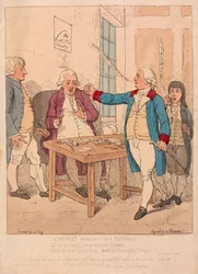 Simson von einem Philister überwältigt, veröffentlicht 1782 (handkolorierter Stich)