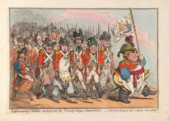 Ergänzungsmiliz, die für zwanzig Tage Vergnügen ausrückt, veröffentlicht 1796