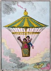 Der nationale Fallschirm, oder John Bull geführt zu Wohlstand und Emanzipation, veröffentlicht von Hannah Humphrey im Jahr 1802