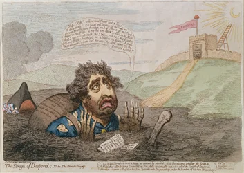 Der Sumpf der Verzweiflung, veröffentlicht von Hannah Humphrey 1793 (handkolorierte Radierung)