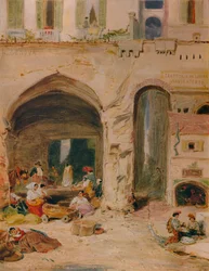 Ein Innenhof in Genua