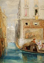Die Gondel, Venedig, mit Santa Maria della Salute in der Ferne
