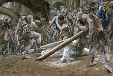 Christus fällt unter dem Kreuz, Illustration für Das Leben Christi