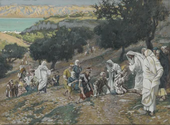 Jesus heilt die Blinden und Lahmen auf dem Berg, Illustration aus Das Leben unseres Herrn Jesus Christus