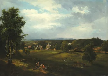 Dorfszene in der Nähe von Albany, New York, 1850