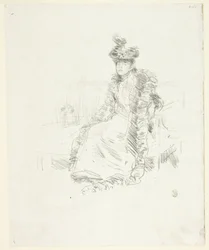 Eine sitzende Dame