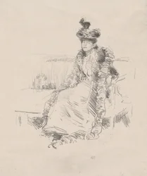 Eine sitzende Dame