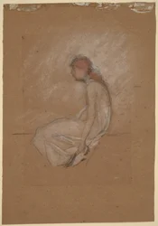 Sitzende Frau mit rotem Haar