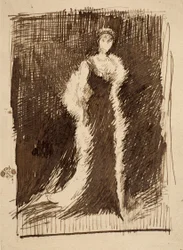 Skizze nach "Arrangement in Schwarz: Lady Meux"
