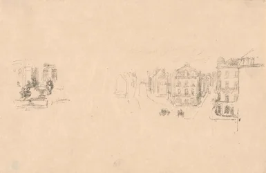 Zwei Versuchsskizzen: A. Grande Rue, Dieppe; B. Ein Innenraum