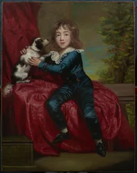 Porträt von Meister Semon mit einem Spaniel