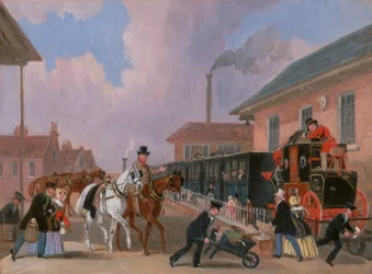 Die Louth-London Royal Mail reist mit dem Zug von Peterborough East, Northamptonshire