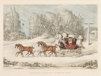 Die Postkutsche im Schneesturm, 1825