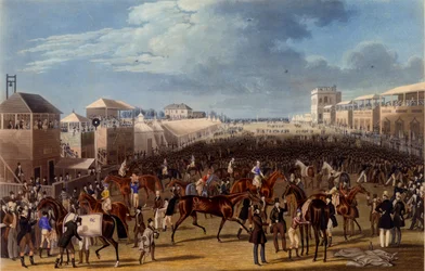 Das Rennen ist vorbei, Druck von Charles Hunt, 1836 (Aquatinta)