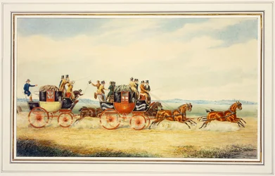 Die königliche Union-Kutsche passiert die Alexander Leeds-Kutsche