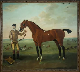 Flying Childers mit einem Stallburschen auf Newmarket Heath, ca. 1722-25