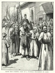 Blinde Männer als Teil eines Trauerzugs in Kairo